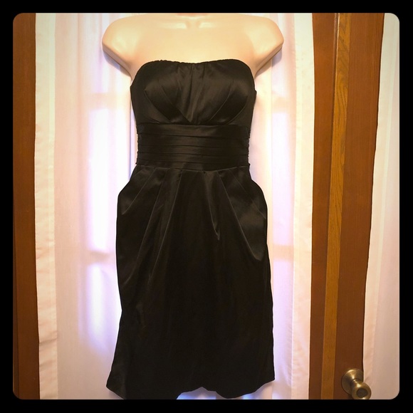 Snap Dresses & Skirts - Snap Black strapless satin dress
